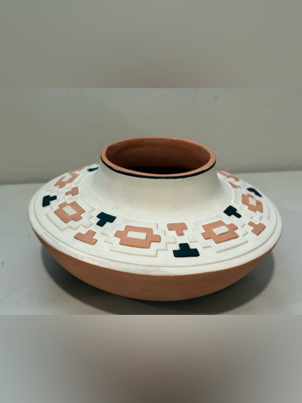 Vintage Terracotta Vessel Pot Hand Carved Clay Southwest Decorative Bowl Vase